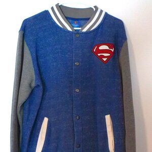 Superman Varsity Jacket DC Comics Blue Gray Snap Front Letterman Jacket #1480